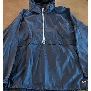 Nike Windbreaker Mens XL Nylon Hooded Pullover 1/2 Zip Jacket Lightweight Y2K 90